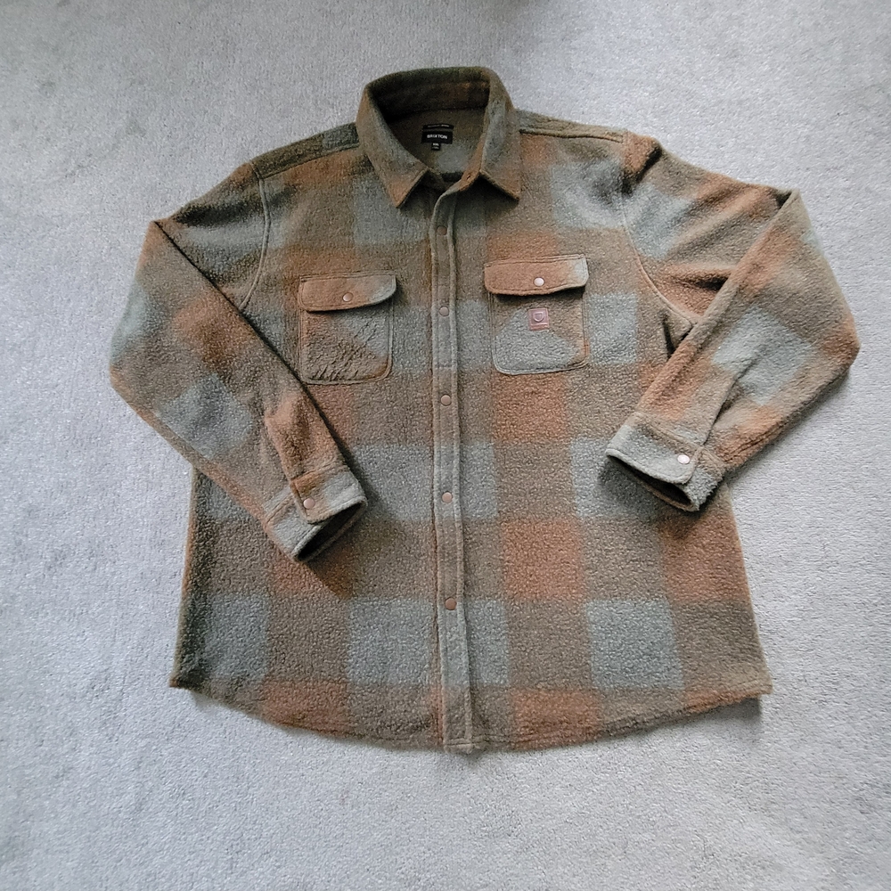 Brixton Bowery Women's Flannel Shirt - Olive and Brown Size US XXL